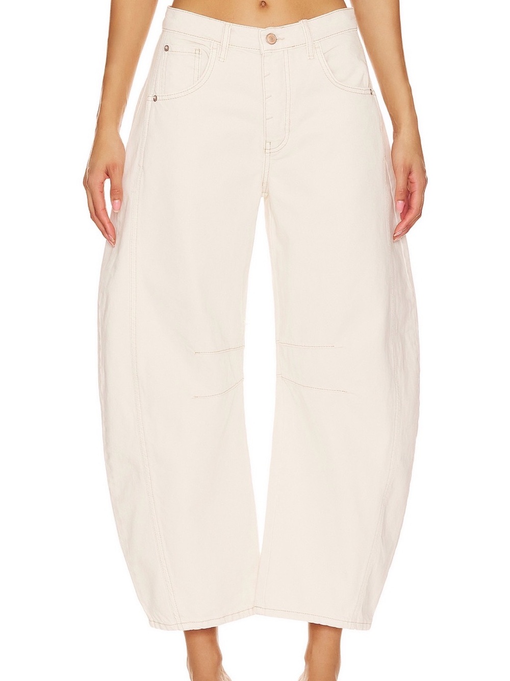 We the Free Good Luck barrel Wide Leg Cream Denim Jeans